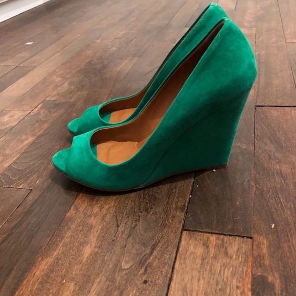 Madewell Green suede peep toe shoes - Picture 4 of 6